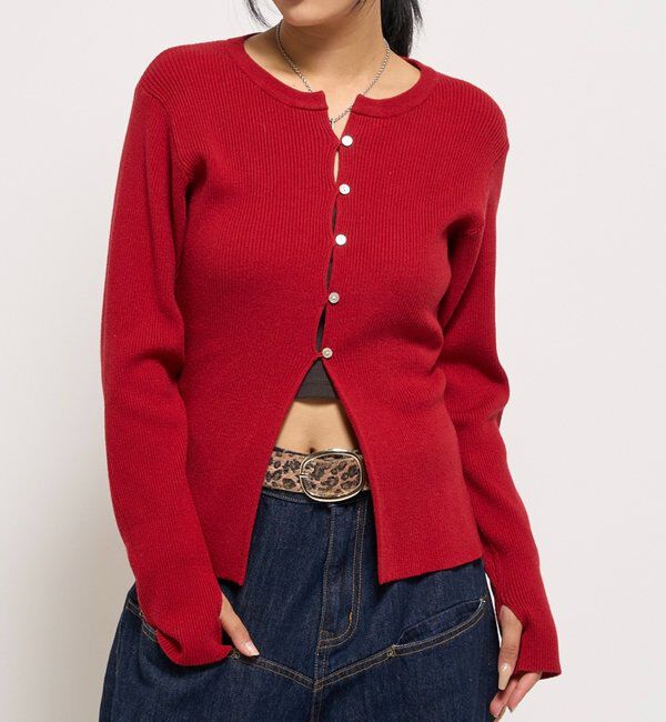  「リブニットナローカーディガン」|カーディガン|