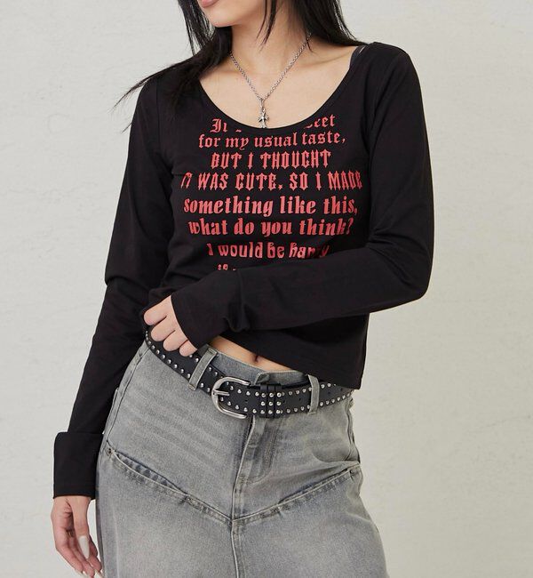  「【WEB限定】フレーズロゴトップス」|Tシャツ・カットソー|ブラック