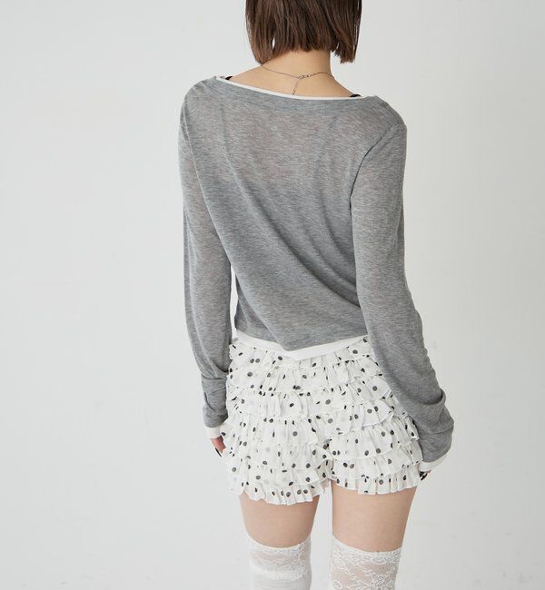  「スプレーロゴレイヤードシアートップス」|Tシャツ・カットソー|