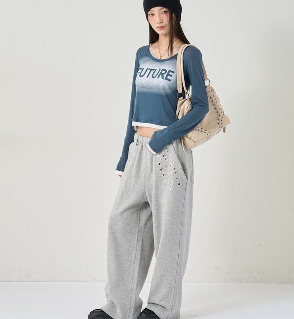  「スプレーロゴレイヤードシアートップス」|Tシャツ・カットソー|