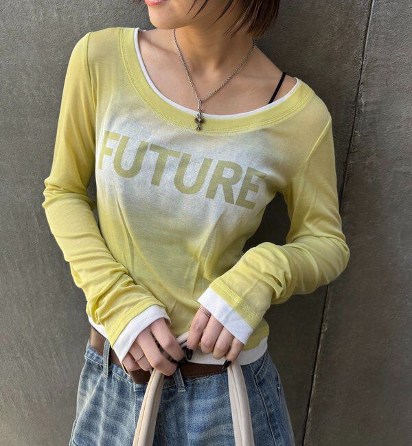  「スプレーロゴレイヤードシアートップス」|Tシャツ・カットソー|