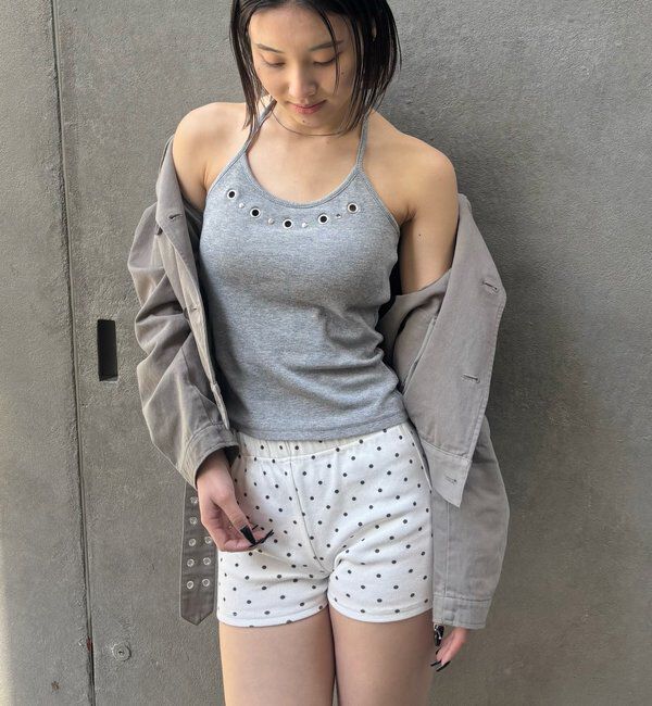  「カップ付きアイレットホルターキャミ」|キャミソール|