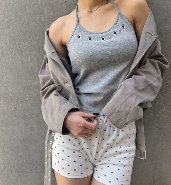  「カップ付きアイレットホルターキャミ」|キャミソール|