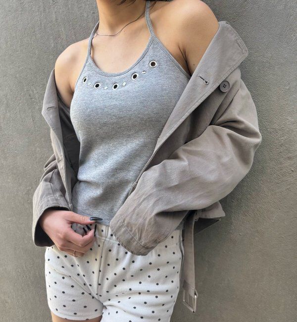  「カップ付きアイレットホルターキャミ」|キャミソール|