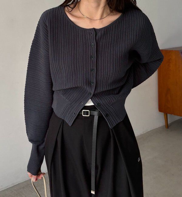  「プリーツパフカーディガン」|カーディガン|チャコールグレー