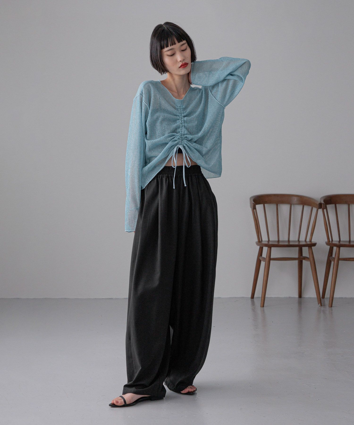 LOWRYS FARM「イージーワイドコクーンパンツ」|チノ|