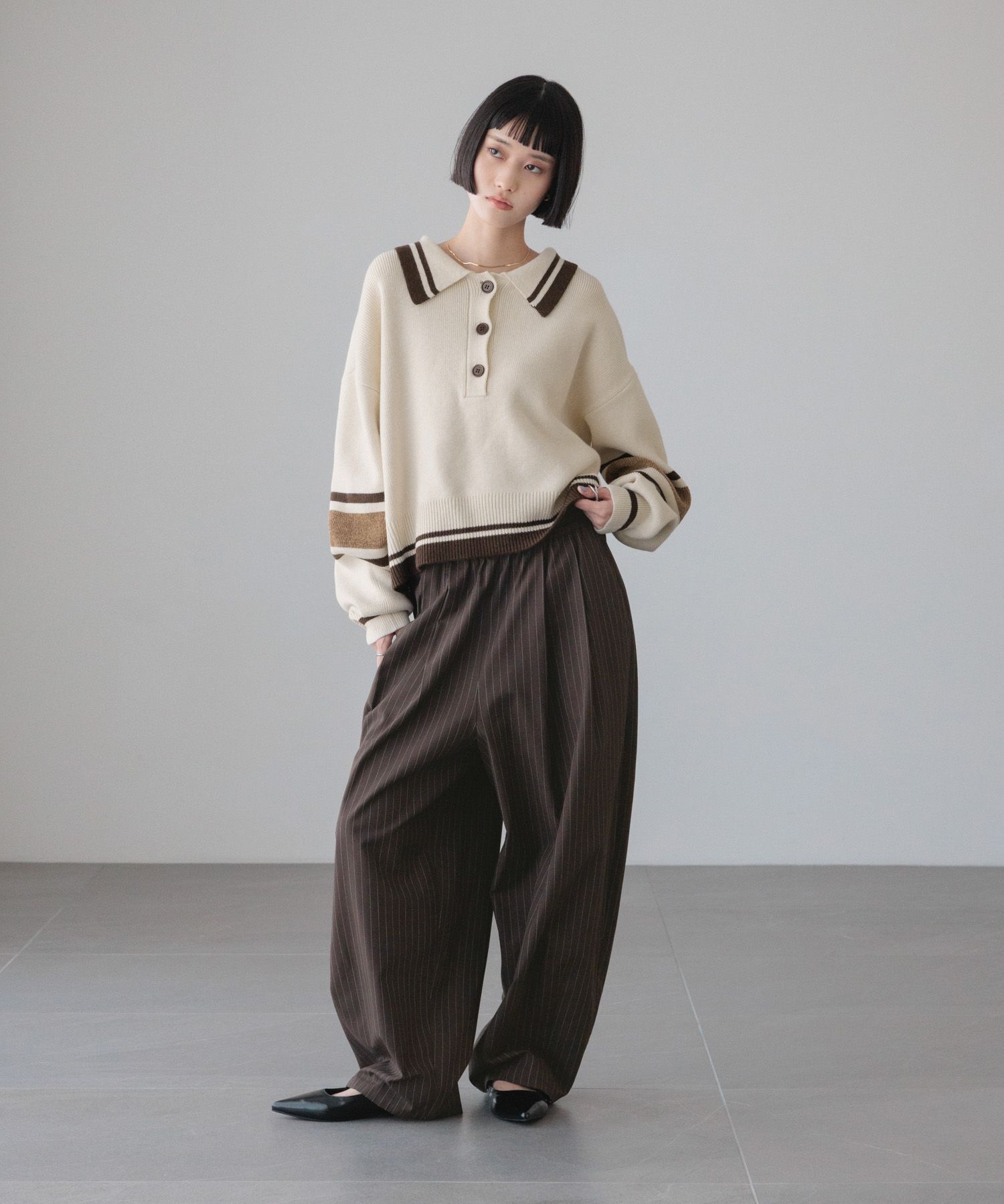 LOWRYS FARM「イージーワイドコクーンパンツ」|チノ|