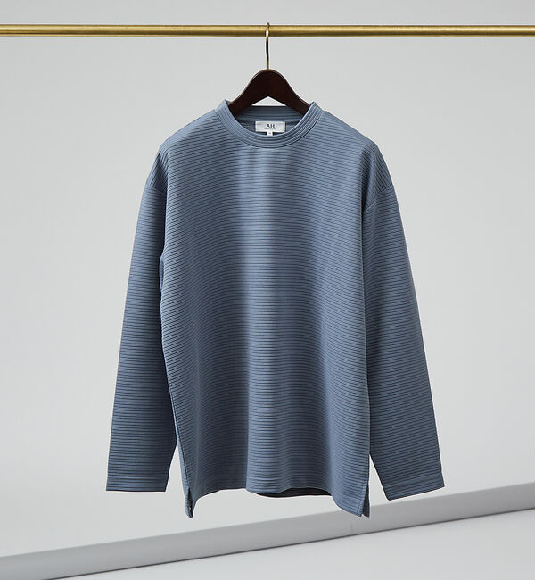 ABAHOUSE「【AH ABAHOUSE】リップルボーダー 長袖Tシャツ」|Tシャツ・カットソー|ブルーグレー