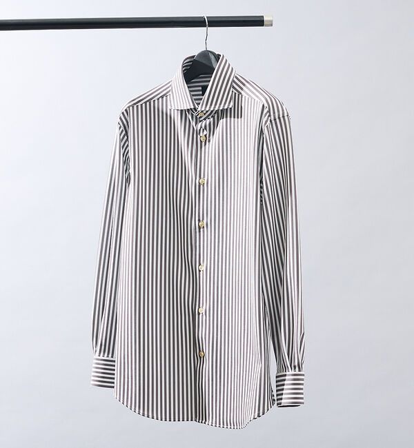 ABAHOUSE「【ON/OFF兼用】360&deg;ストレッチ ロンドンストライプ ワイドカラーシャツ」|シャツ・ブラウス|ブラウン系その他1