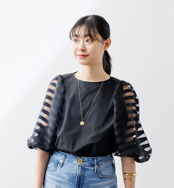 Rouge vif「シアーボーダースリーブブラウス」|シャツ・ブラウス|