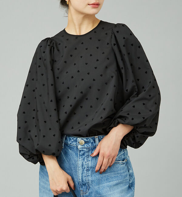 Rouge vif「ハートフロッキーブラウス」|シャツ・ブラウス|ブラック