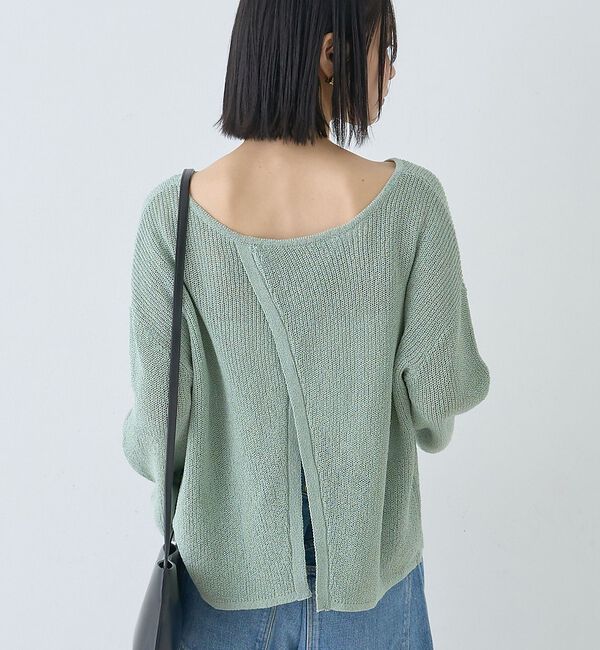 Rouge vif「【一部店舗限定】バックスリット ゆるメッシュニット」|ニット・セーター|セージグリーン