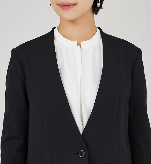 qualite「【セットアップ対応】トリコットストレッチジャケット」|ノーカラージャケット|