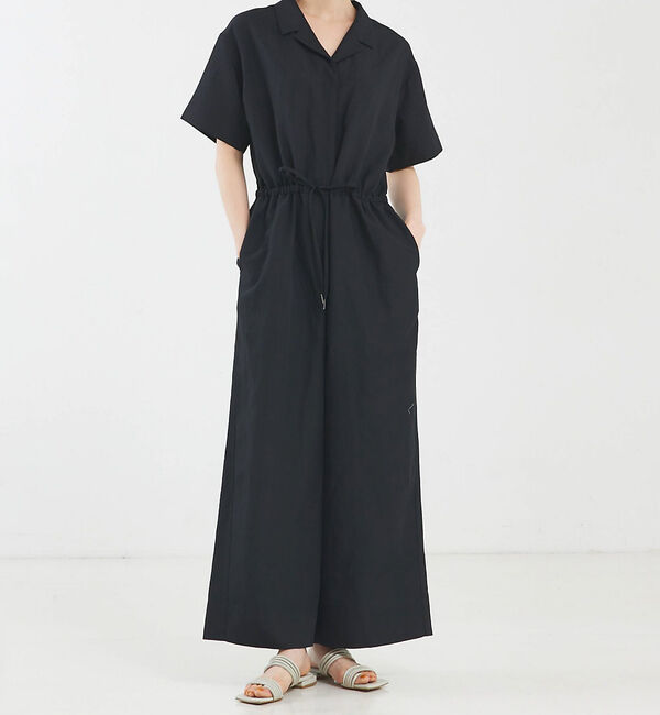 qualite「ライトリネンオールインワン」|オールインワン|ブラック