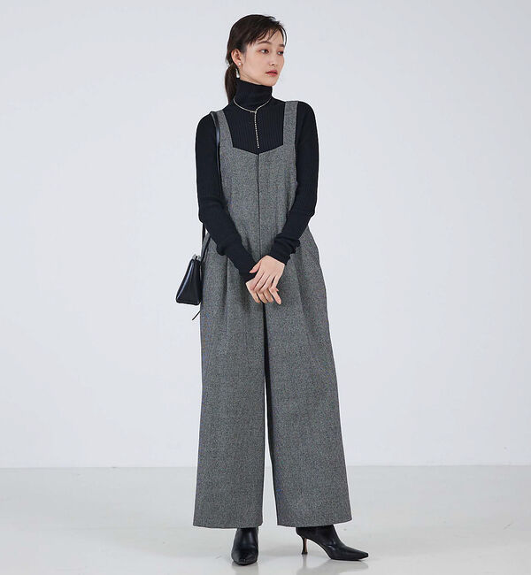 qualite「ウールサキソニーサロペット」|オールインワン|チェック