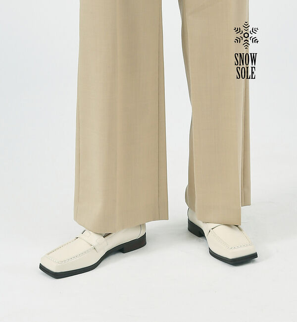 AU BANNISTER「【スノーソール】ワイドスクエアローファー」|ローファー|アイボリー