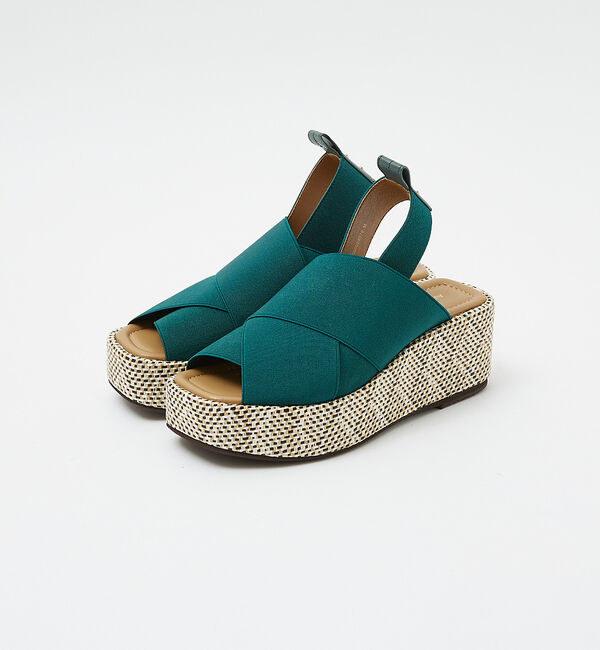 AU BANNISTER「エラスティッククロスウェッジサンダル」|サンダル|グリーン