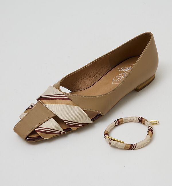 AU BANNISTER「【シルクネクタイ生地使用】グルカモチーフ フラットパンプス」|パンプス|