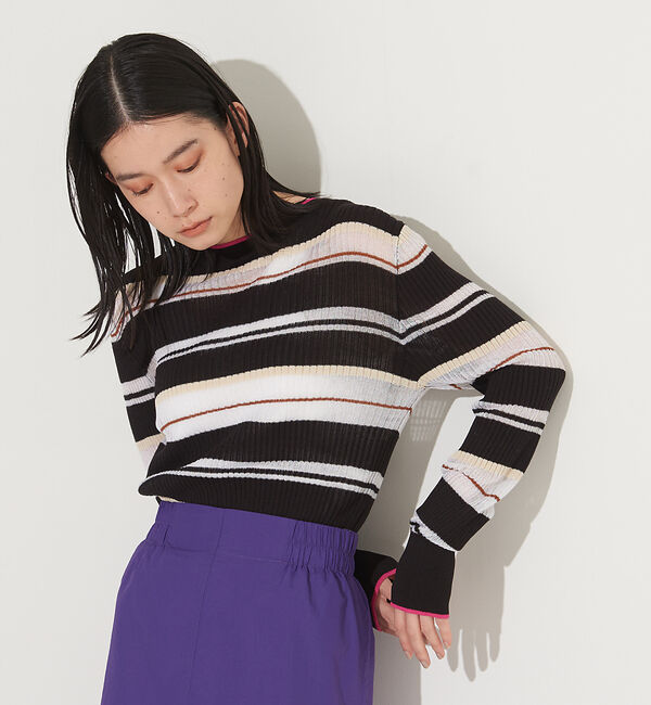 NOMINE「シアーボーダーニット」|ニット・セーター|ブラック