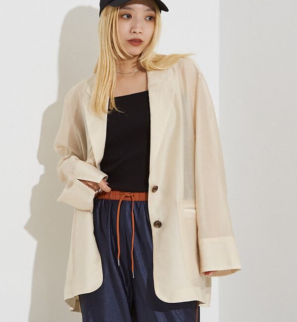 NOMINE「バックスリット シルキー シアー ジャケット」|その他|アイボリー