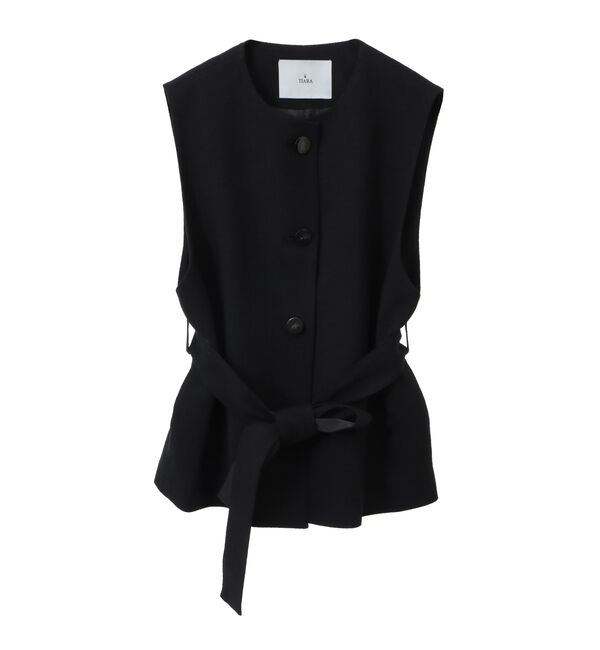 TIARA「クルーネックジレ（セットアップ可）」|ベスト・ジレ|ブラック
