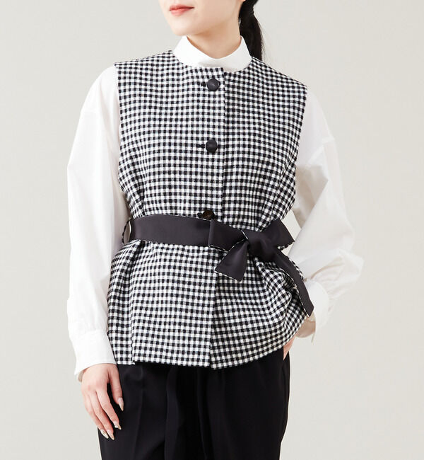 TIARA「クルーネックジレ（セットアップ可）」|ベスト・ジレ|ギンガム