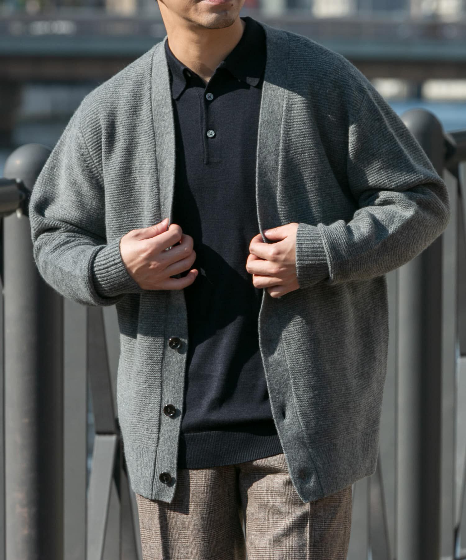 URBAN RESEARCH ROSSO「『XLサイズあり』ハミルトンウールガーター編みVネックカーディガン」|カーディガン|