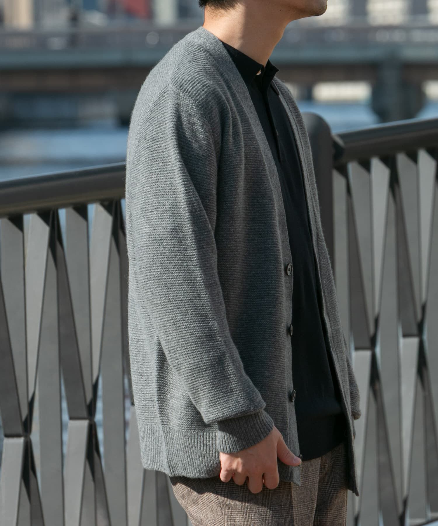 URBAN RESEARCH ROSSO「『XLサイズあり』ハミルトンウールガーター編みVネックカーディガン」|カーディガン|