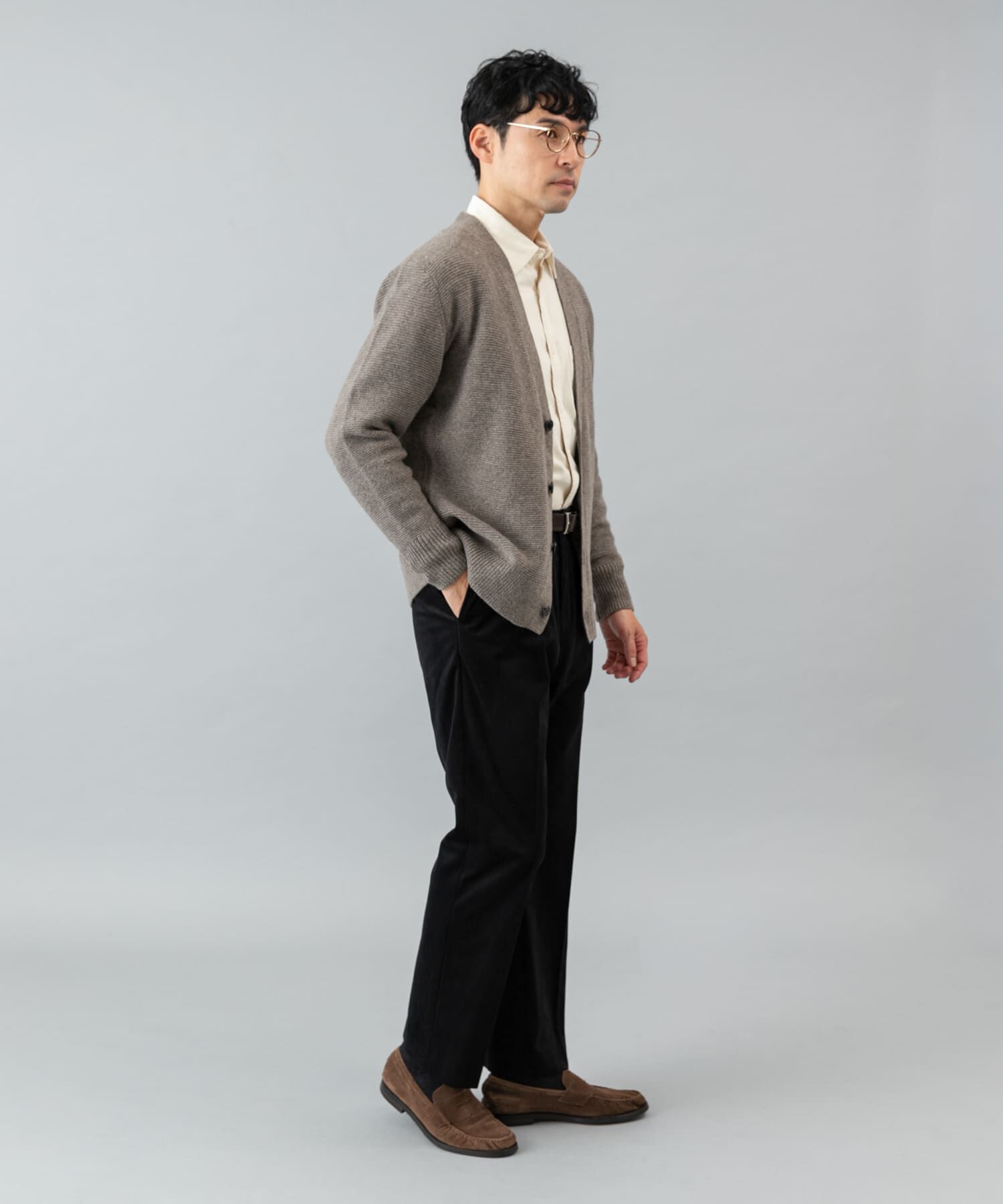 URBAN RESEARCH ROSSO「『XLサイズあり』ハミルトンウールガーター編みVネックカーディガン」|カーディガン|