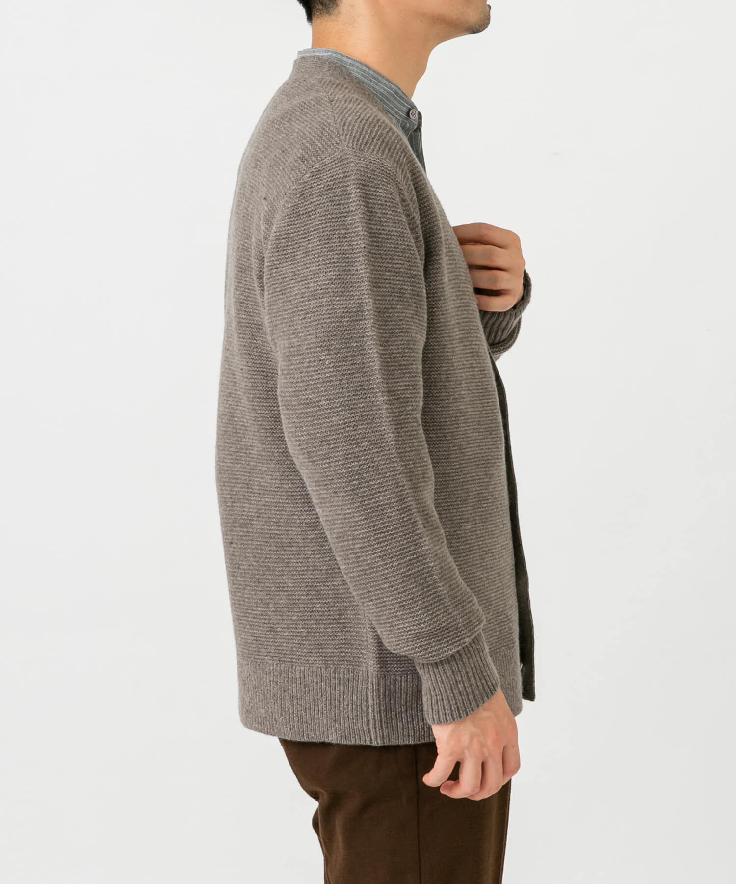 URBAN RESEARCH ROSSO「『XLサイズあり』ハミルトンウールガーター編みVネックカーディガン」|カーディガン|