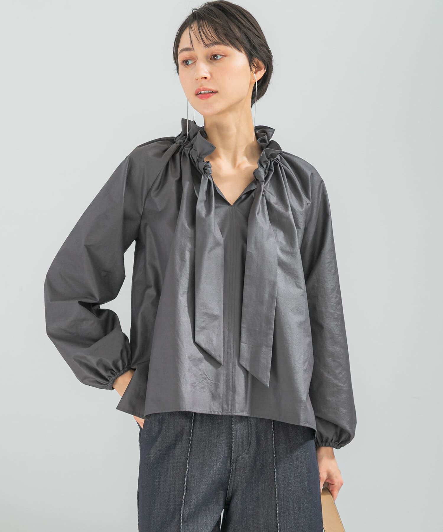 URBAN RESEARCH ROSSO「フリルネックシャツブラウス」|シャツ・ブラウス|