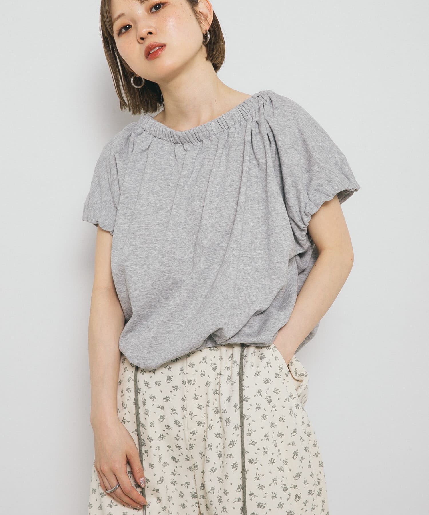  「リボンギャザースウェット」|スウェット・ジャージ|