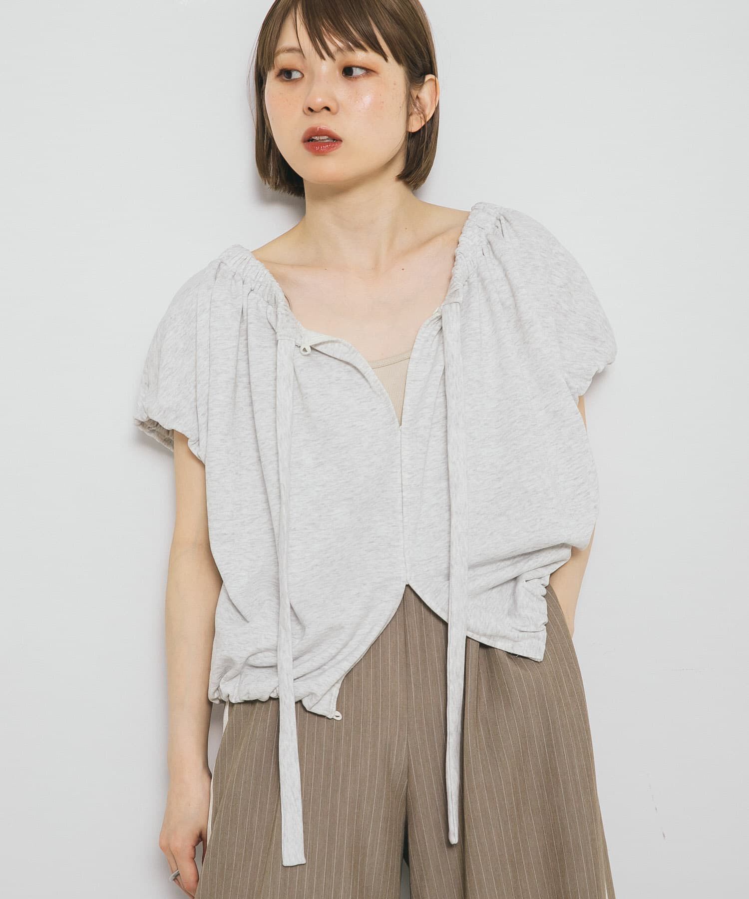  「リボンギャザースウェット」|スウェット・ジャージ|