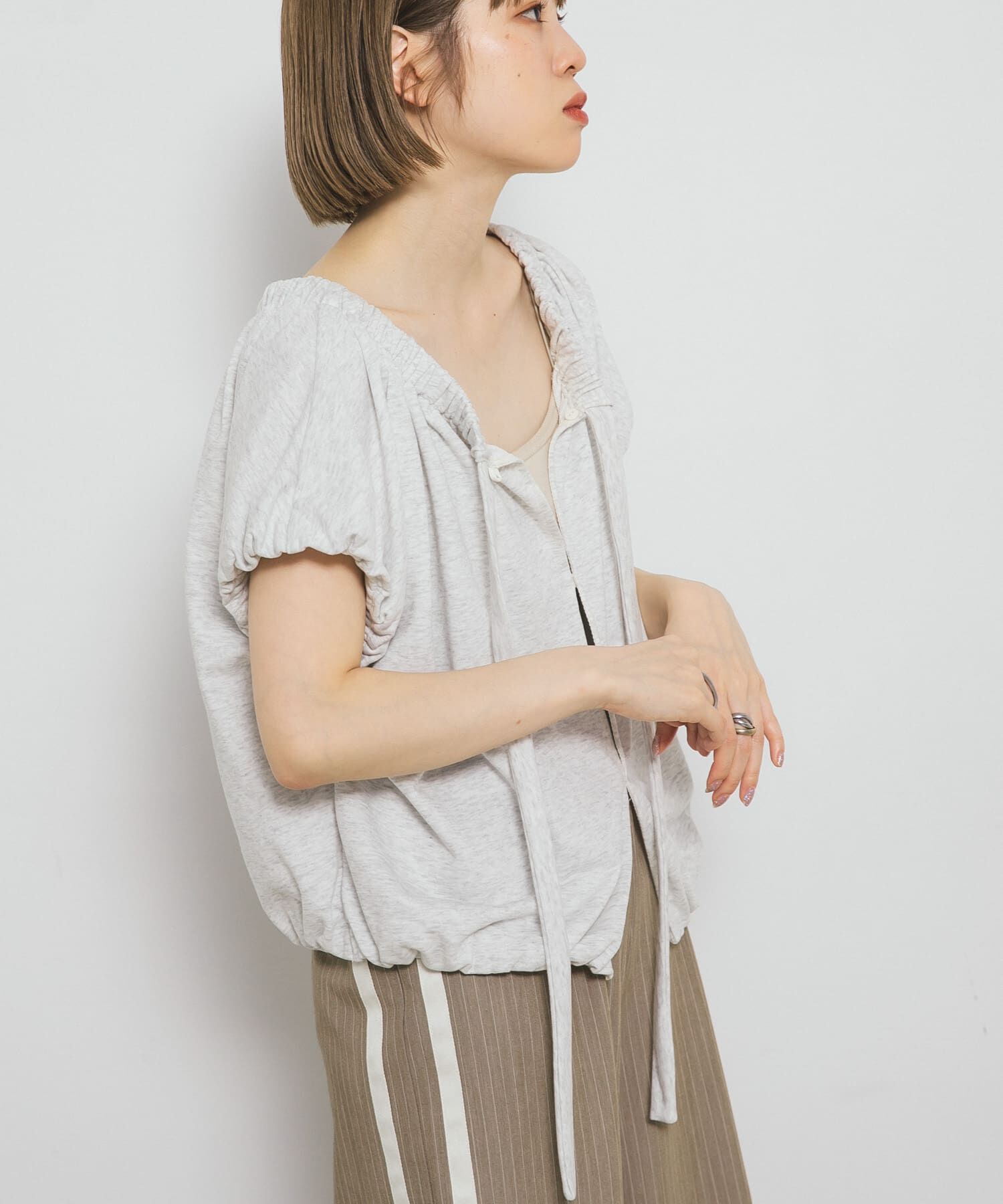  「リボンギャザースウェット」|スウェット・ジャージ|