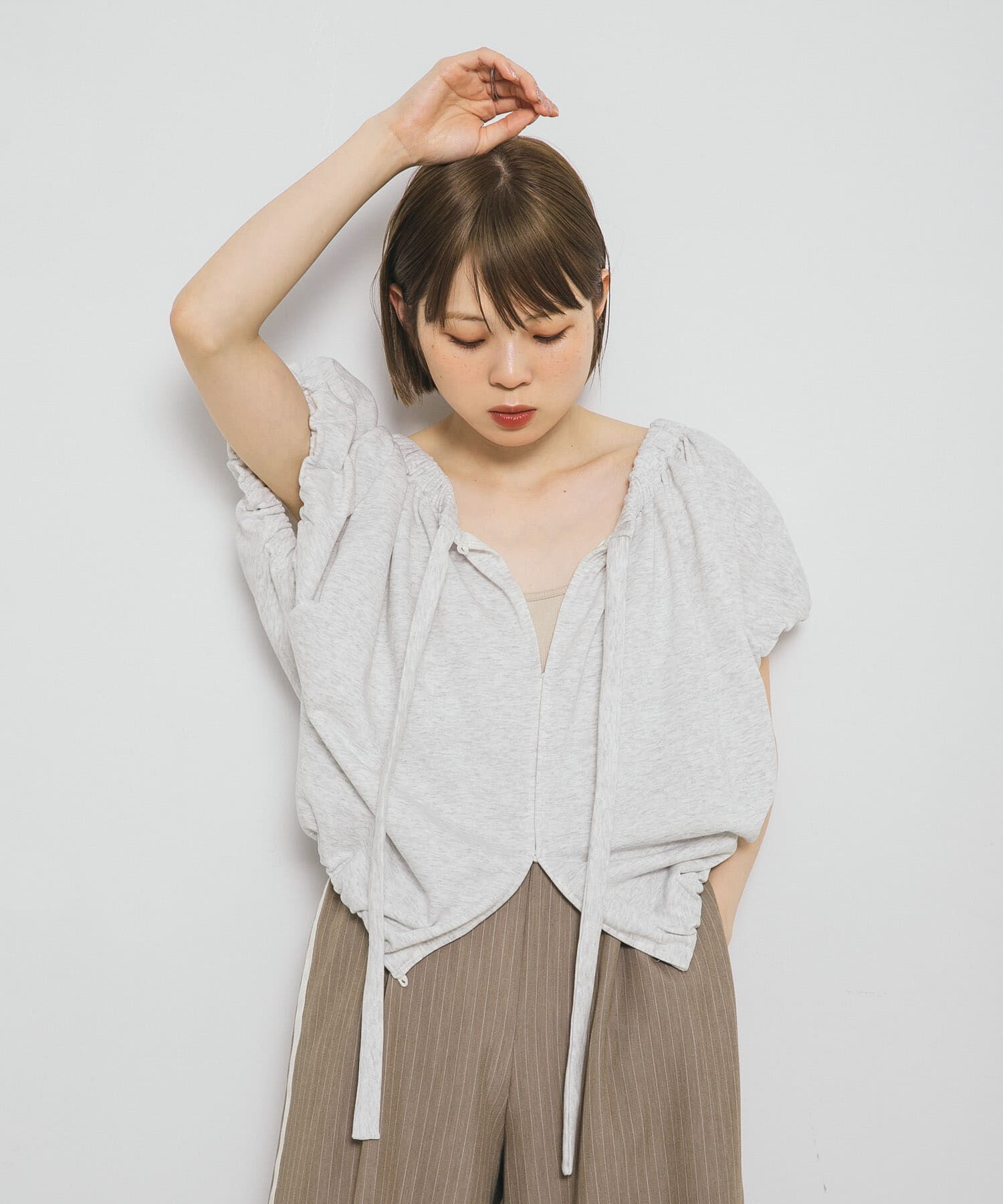  「リボンギャザースウェット」|スウェット・ジャージ|