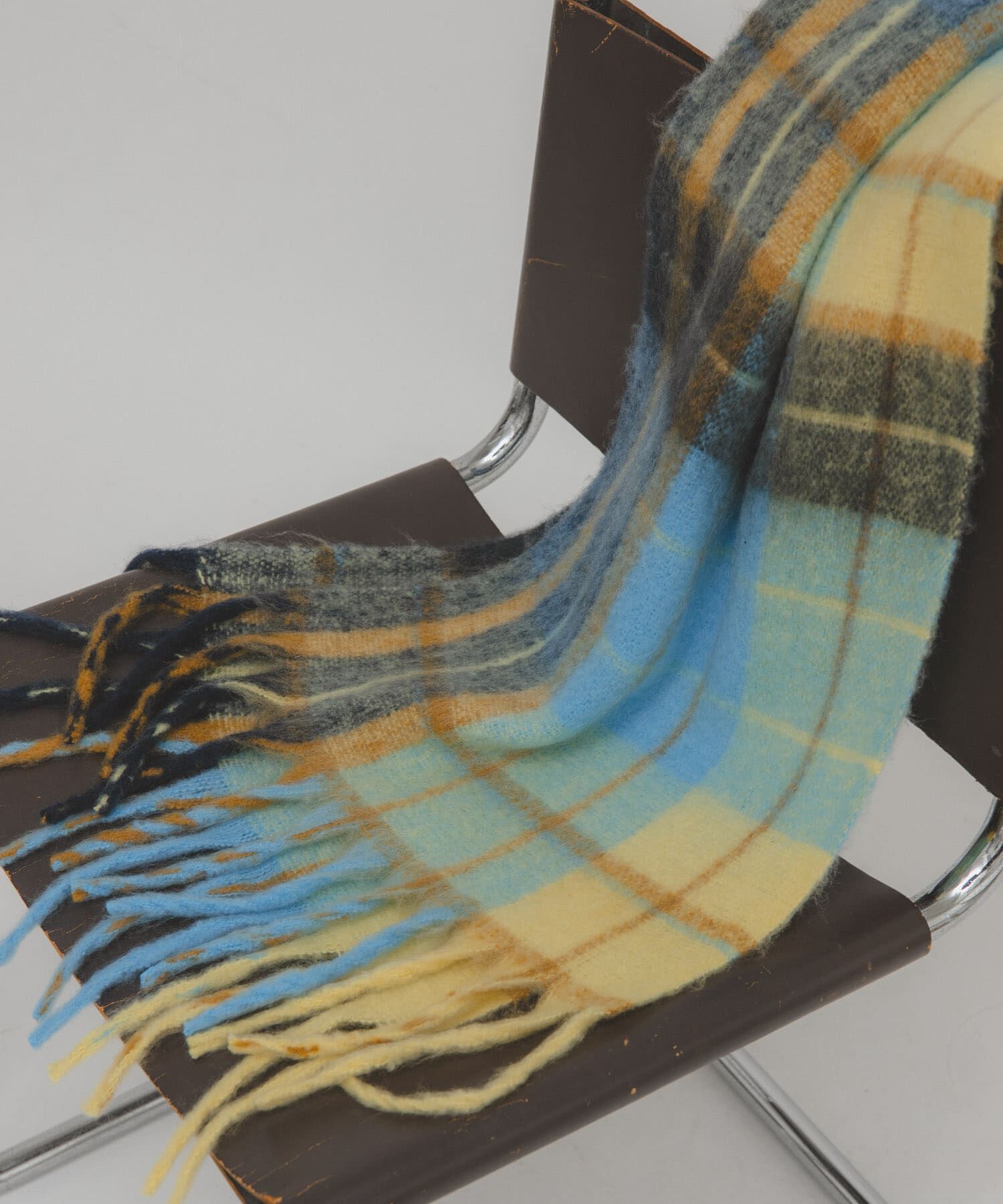  「ブークレチェックストール」|ストール|ブルー系その他