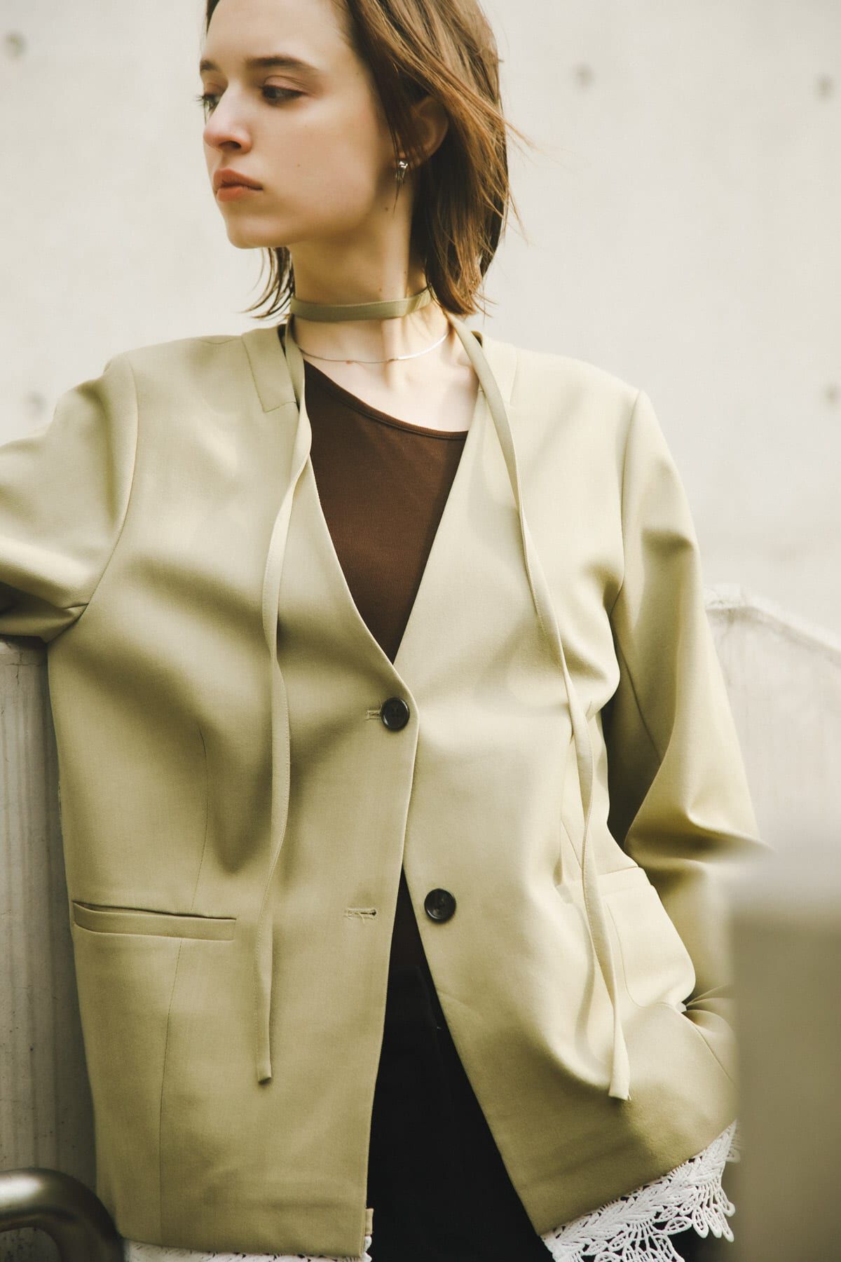 SENSE OF PLACE by URBAN RESEARCH「レースレイヤードノーカラージャケット」|ノーカラージャケット|