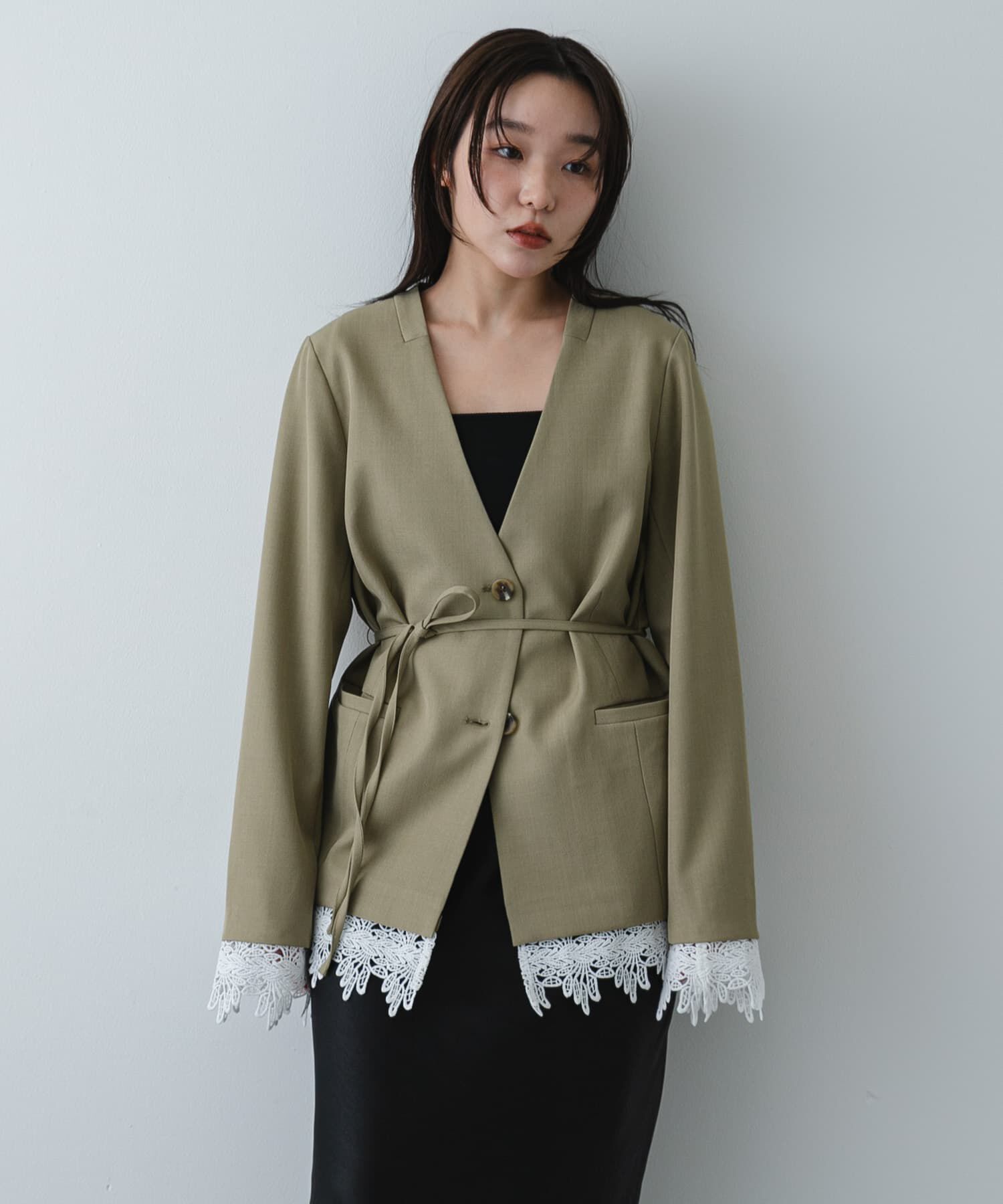 SENSE OF PLACE by URBAN RESEARCH「レースレイヤードノーカラージャケット」|ノーカラージャケット|