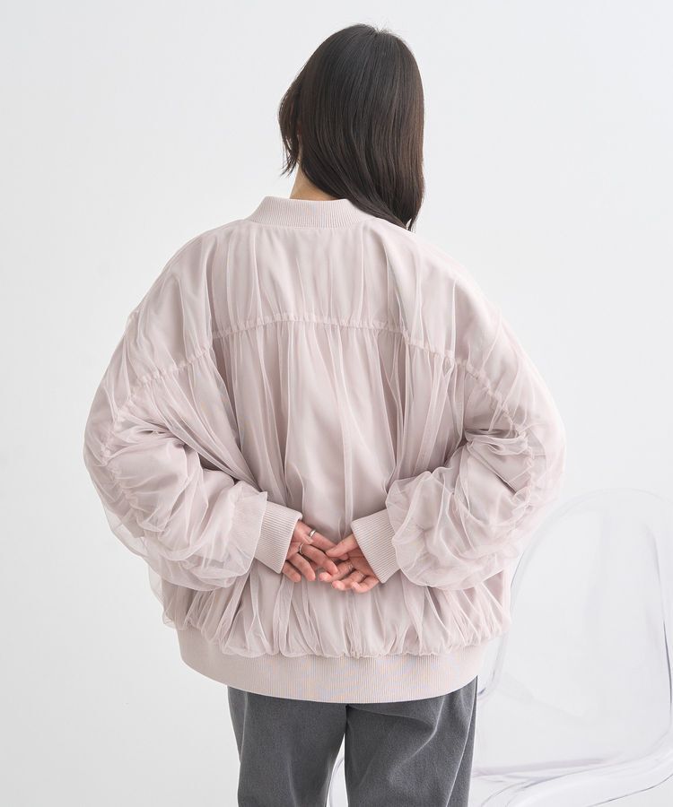 earth music&ecology「チュールレイヤードMA-1」|ブルゾン・スタジャン|