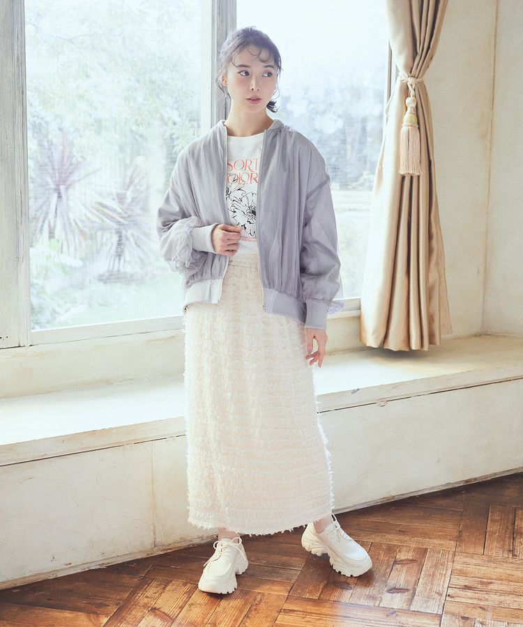 earth music&ecology「チュールレイヤードMA-1」|ブルゾン・スタジャン|