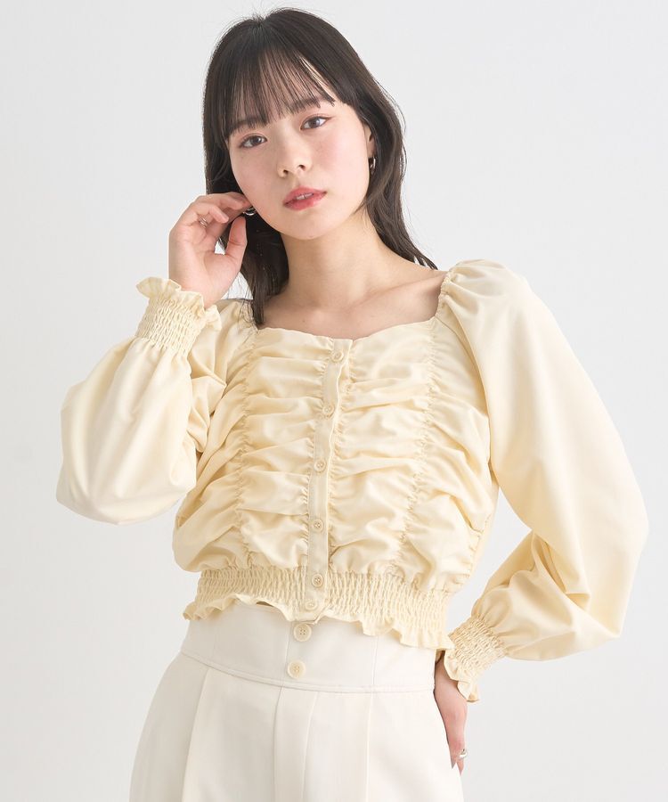 earth music&ecology「ピーチシャーリングブラウス」|シャツ・ブラウス|Yellow