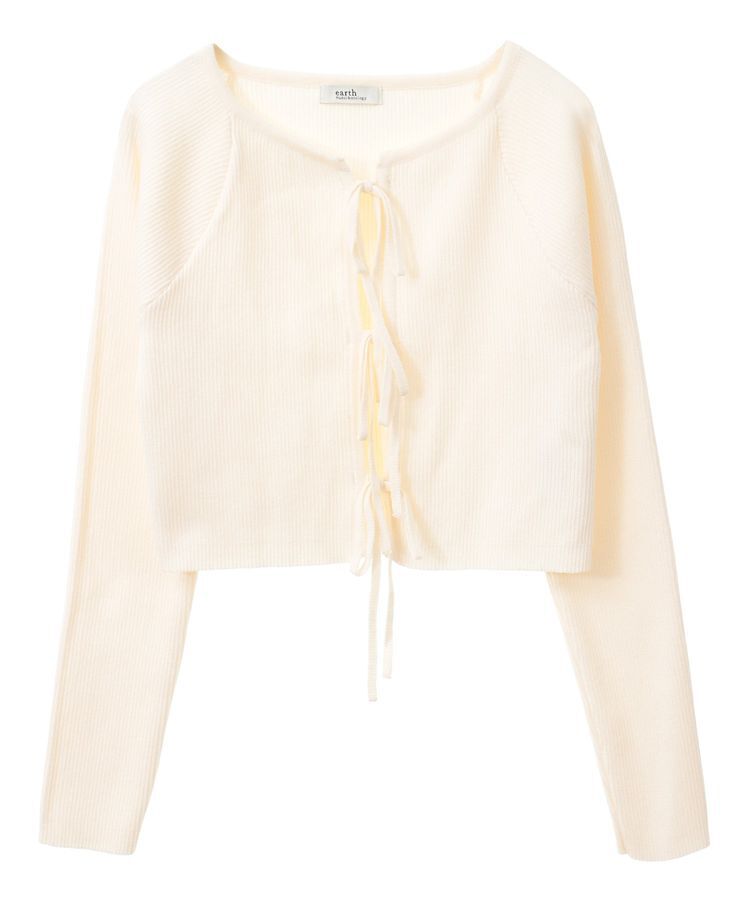 earth music&ecology「フロントリボンリブニットカーディガン」|カーディガン|