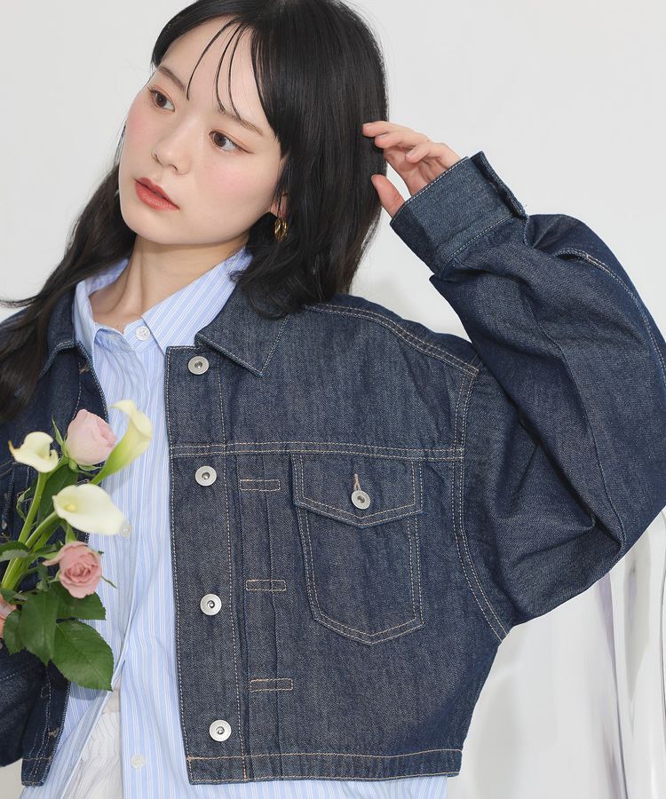 earth music&ecology「ショートデニムジャケット」|テーラードジャケット|