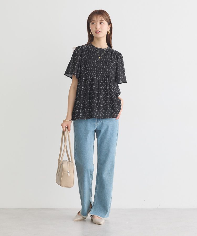 earth music&ecology「マジョリカプリーツ半袖ブラウス」|シャツ・ブラウス|