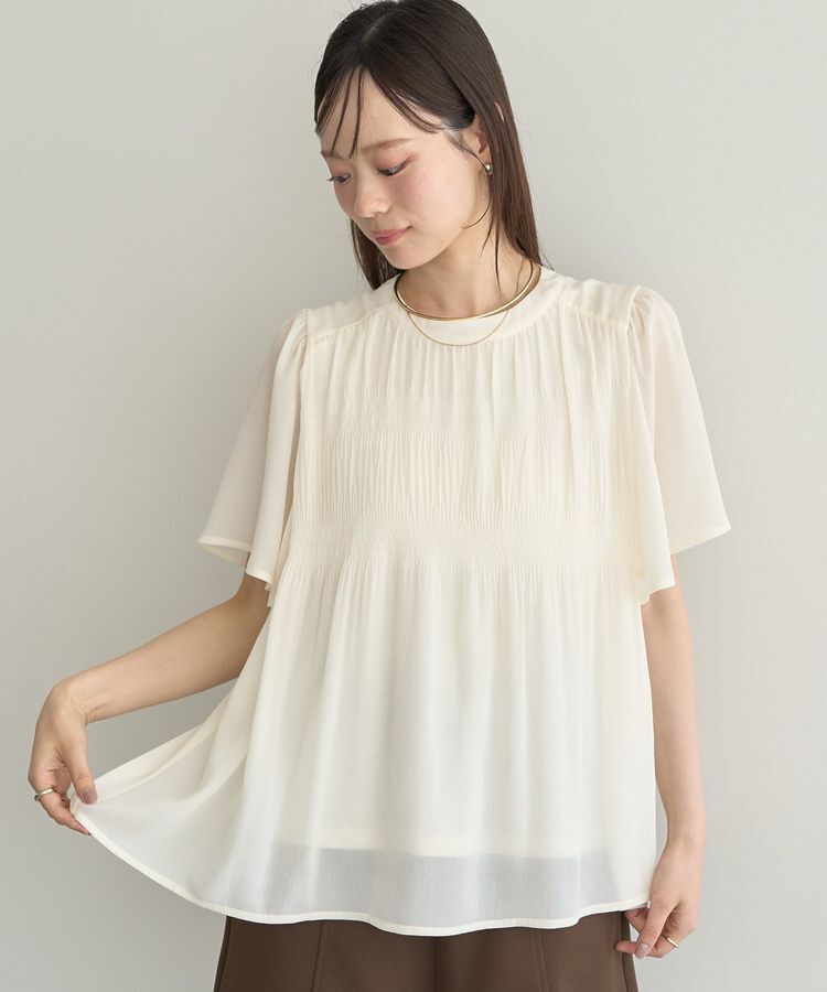 earth music&ecology「マジョリカプリーツ半袖ブラウス」|シャツ・ブラウス|