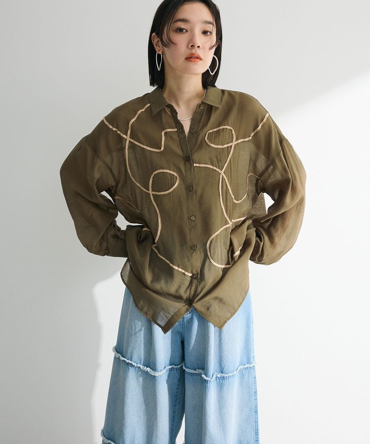 Green Parks「・ELENCARE DUE テープ刺繍シアーシャツ」|シャツ・ブラウス|