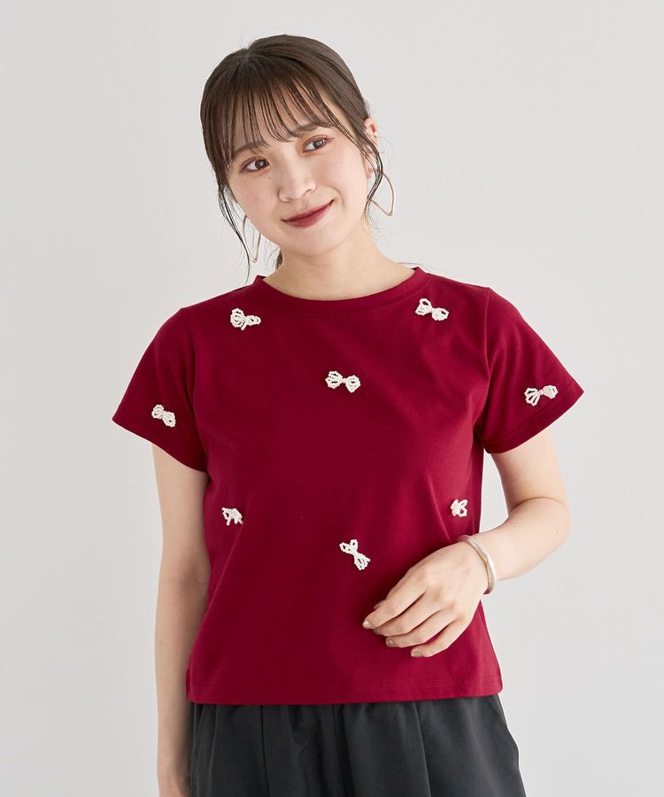 Green Parks「・swing by パールリボンモチーフTEE」|Tシャツ・カットソー|Bordeaux