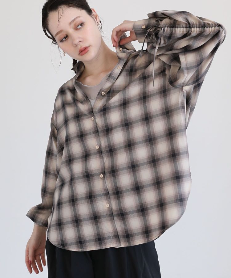 Green Parks「・ELENCARE DUE チェックギャザーシャツ」|シャツ・ブラウス|