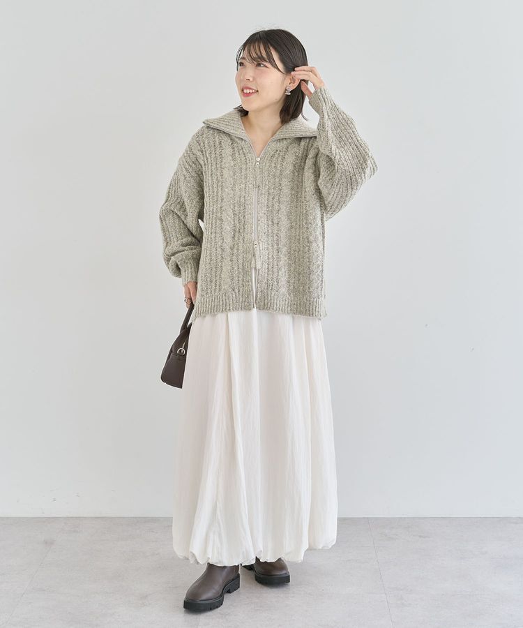 Green Parks「衿付きケーブルzipカーディガン」|カーディガン|