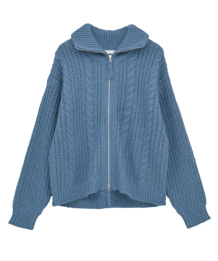 Green Parks「衿付きケーブルzipカーディガン」|カーディガン|